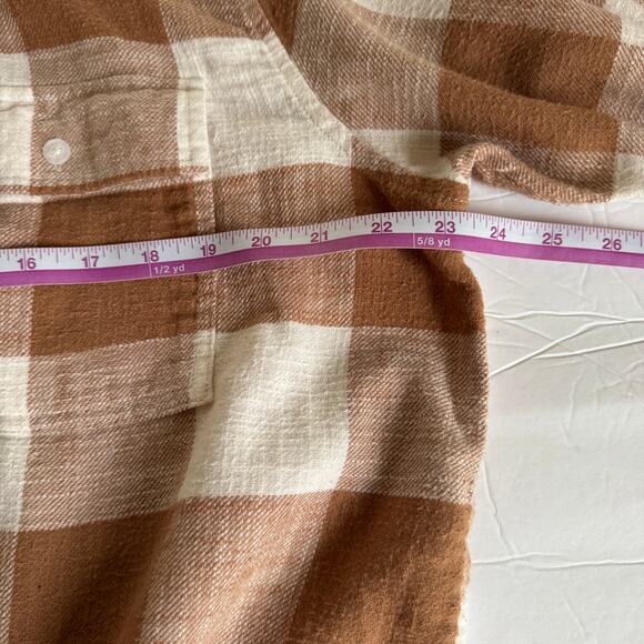 American Eagle Top Women's Brown Plaid Button Down Long Sleeve Sz M - Picture 9 of 9